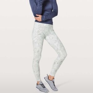 lululemon athletica Light Green Leaf Print High-Rise Leggings